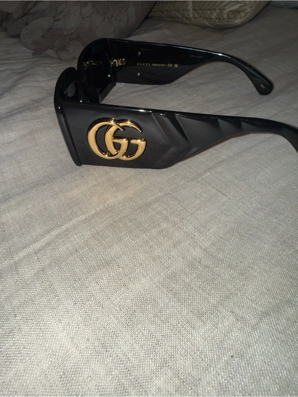 Gucci Black Sunglasses with Gold Double G Accent